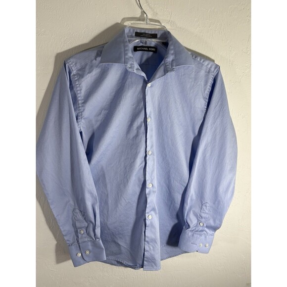 MICHAEL KORS Baby Blue Women’s Sz 14 Button Up Long Sleeve Cotton Shirt - Picture 1 of 7